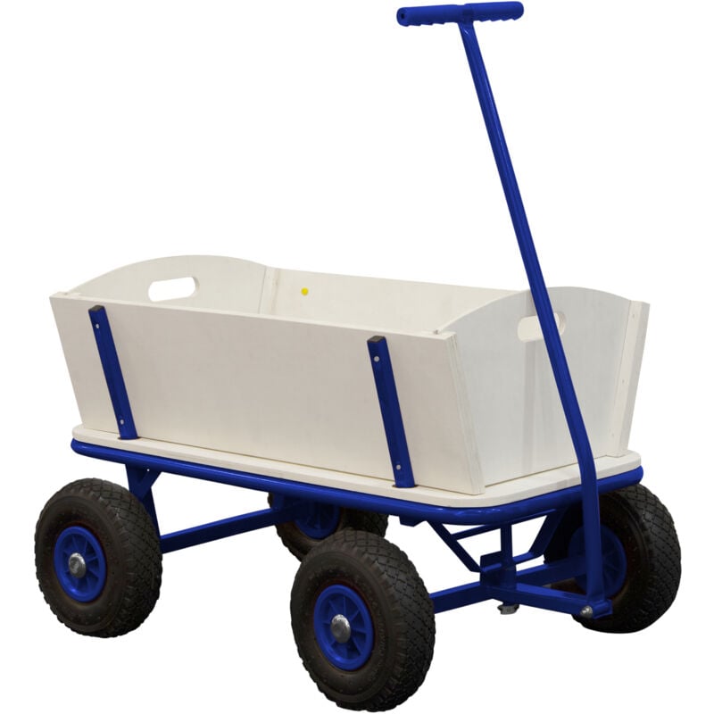 Billy Chariot de Jardin, Bois - Bleu Chariot pour Jardin, Chariot Jardin 4 Roues Chariot de Plage Capacité 100 kilos, Chariot pour la Plage, Charette
