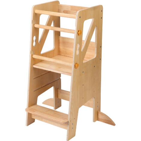 Sunny Liv Tour D'Orientation Couleur Naturelle  Tour D'Apprentissage Pour Enfants  Plateforme Réglable En Hauteur Avec 3 Niveaux   44 X 40 X 90 Cm