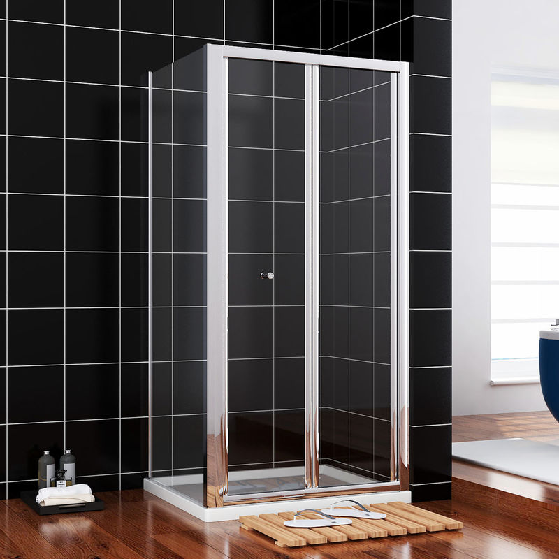 Sunny showers 760 x 900 mm Bifold Shower Enclosure Screen Cubicle with Tray and Waste - Elegant