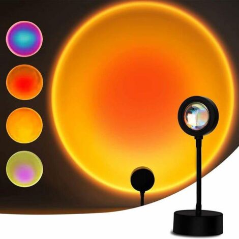 INEASICER Sunset Lamp, Projecteur de Coucher de Soleil à LED - 15 Couleurs, Rotation 360°, Ambiance Décorative pour Chambre