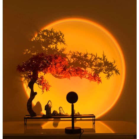 AUTRES Sunset Lamp Sunset Red Projector Light, Sunset Projection LED Light, Sunset aura, Lampe coucher de soleil, Alimenté par USB, pour décoration de la salle de fond de votre propre média