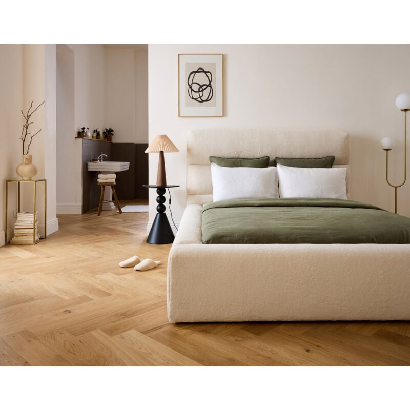 Lisa Design - Sunset - lit coffre - 140x190 cm - sommier inclus - en fausse fourrure - beige