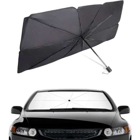 Sunshade for the windshield, foldable umbrella-style sunshade, reduces the temperature inside the vehicle, UV protection, fits most cars, SUVs and trucks
