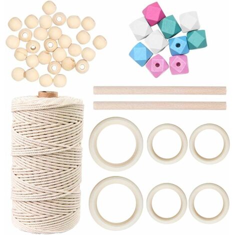 Sunshine smile Fil dCoton macramé, ensemble de fils de macramé, fil dCoton pour l'artisanat, fil dCoton, accessoires pour macramé, corde de macramé, corde dCoton pour accrocher au mur (perles colorées