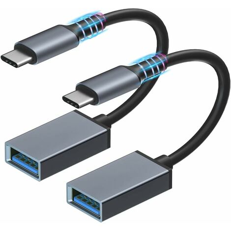 sunshot Adaptateur USB C vers USB 3.0 Pack de 2 Câble OTG Type C Adaptateur Thunderbolt 3 vers USB Femelle Câble OTG Compatible avec MacBook Pro 2018 2017, Samsung Galaxy S20 S20+ Ultra S8 S9 et Plus