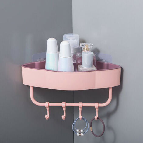 SUNSIOM Eckduschablage, Wandmontage, Rosa, Badezimmeraufbewahrung, Organizer, platzsparend, für Shampoo, Seife, Toilettenartikel