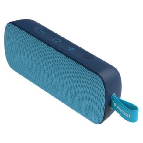 Sunstech BRICK LARGE. Altavoz TWS portátil 10W. Resistente al agua IPX7. Radio FM, Bluetooth V5.0, reproductor MP3 mediante tarjetas de memoria. Color Azul.