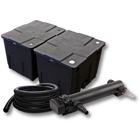 SunSun 2 cámara filtro para 60.000l Estanque con 24W UVC 3 Clarificador y 5m manguera jardin