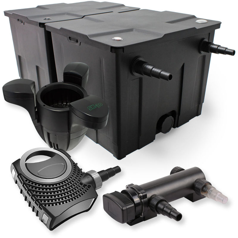 

Wiltec - SunSun 2 de cámara filtro Set 60000l 18W UVC 3 Clarificador neo7000 50W Bomba Skimmer jardin