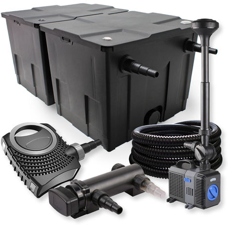 SunSun 2 de cámara filtro Set 60000l 18W UVC Clarificador neo8000 70W Bomba Fuente Manguera Jardin
