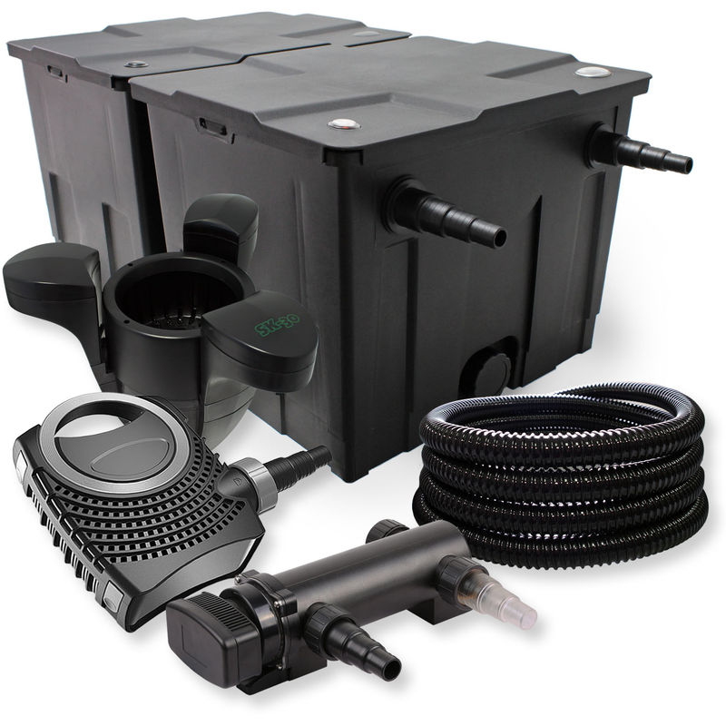 

Wiltec - SunSun 2 de cámara filtro Set 60000l 18W UVC Clarificador neo8000 70W Bomba Manguera Skimmer Jardin