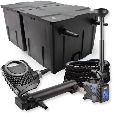SunSun 2 de cámara filtro Set 60000l 24W UVC Clarificador neo8000 70W Bomba Fuente Manguera Jardin