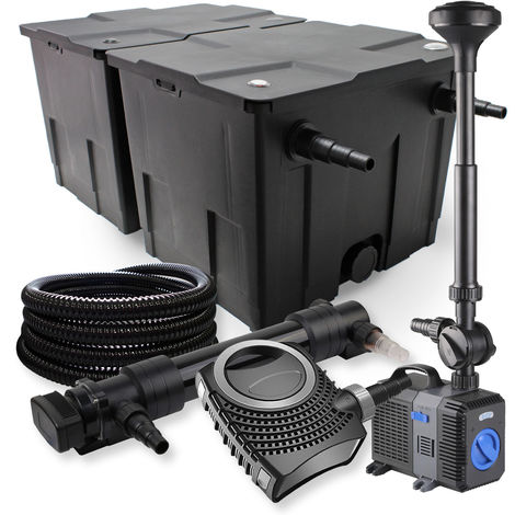 SunSun 2 de cámara filtro Set 60000l 36W UVC Clarificador neo10000 80W Bomba Fuente Manguera Jardin
