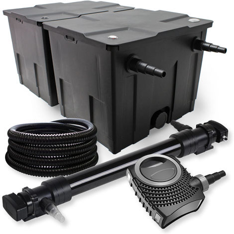SunSun 2 de cámara filtro Set 60.000l 72W UVC 6 Clarificador neo1 0000 80 W Bomba Manguera jardin