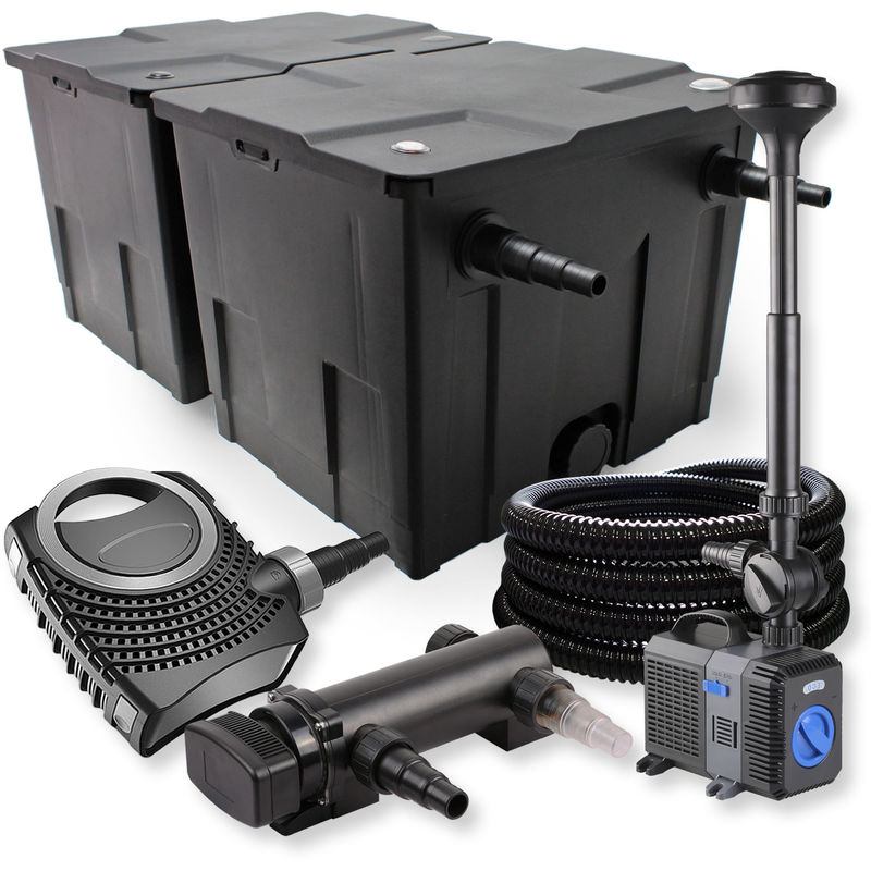 

Wiltec - SunSun 2 de cámara filtro Set 60000l 18W UVC Clarificador neo7000 50W Bomba Fuente Manguera Jardin