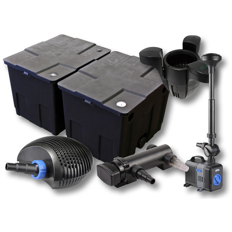 

Wiltec - SunSun 2 de cámara filtro Set 60000l 18W UVC Clarificador neo8000 70W Bomba Fuente Skimmer Jardin