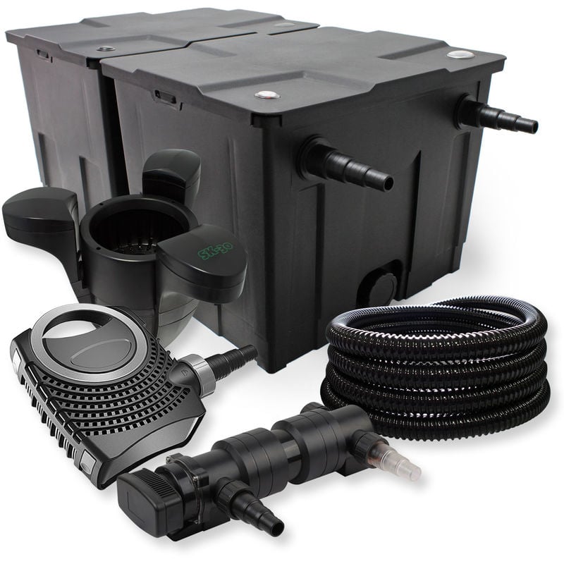 

Wiltec - SunSun 2 de cámara filtro Set 60000l 18W UVC Clarificador neo8000 70W Bomba Manguera Skimmer Jardin