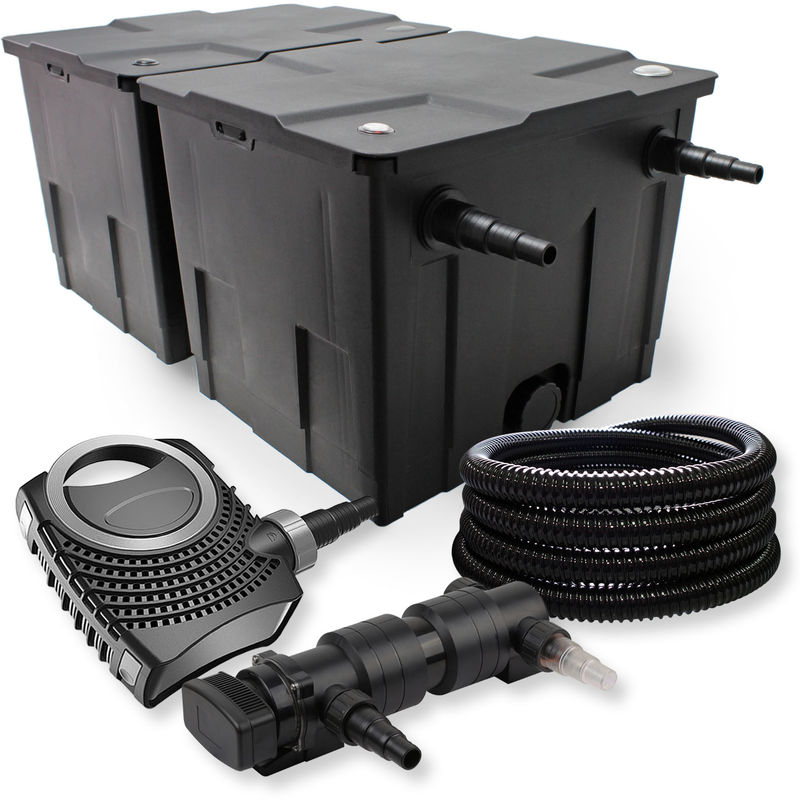 

Wiltec - SunSun 2 de cámara filtro Set 60.000l 24W UVC 6 Clarificador neo8000 70W Bomba Manguera jardin