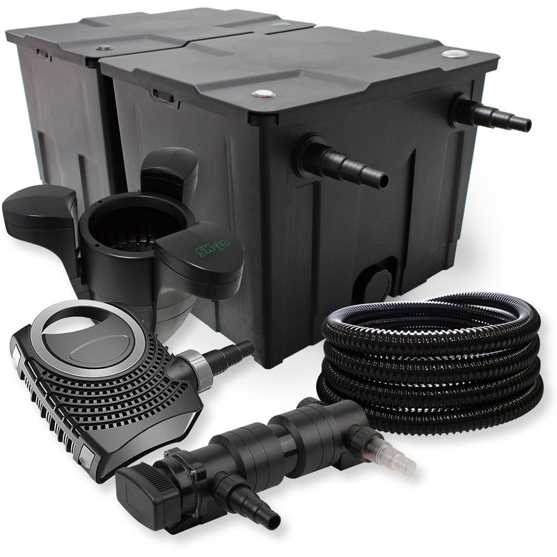

Wiltec - SunSun 2 de cámara filtro Set 60000l 24W UVC Clarificador neo8000 70W Bomba Manguera Skimmer Jardin