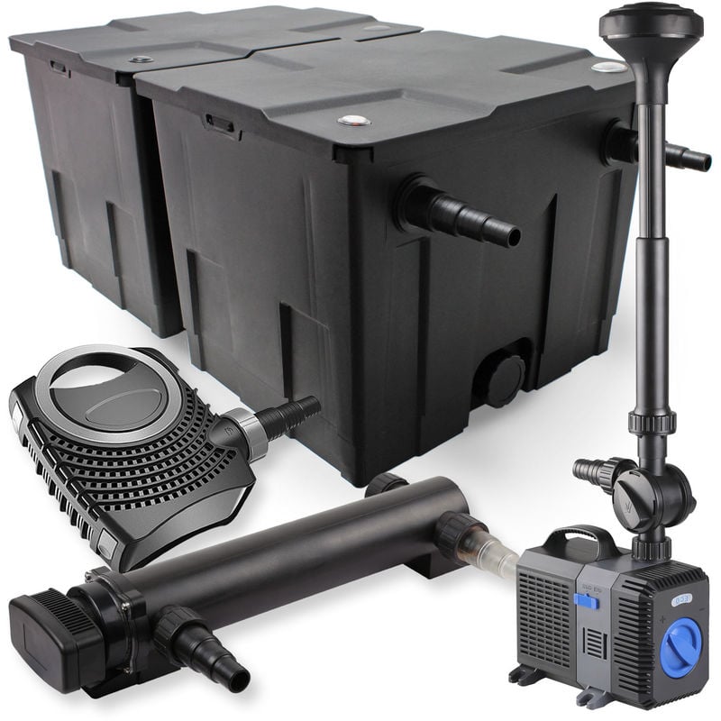 

Wiltec - SunSun 2 de cámara filtro Set 60.000l 36W UVC Clarificador neo10000 80W Bomba Fuente jardin