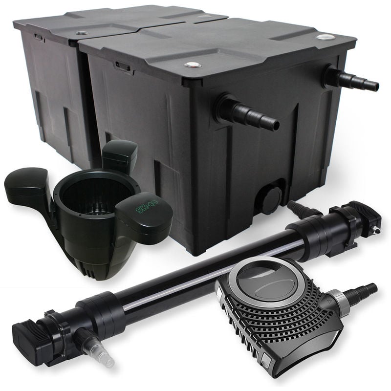 

Wiltec - SunSun 2 de cámara filtro Set 60.000l 72W UVC 6 Clarificador neo10000 80W Bomba Skimmer jardin