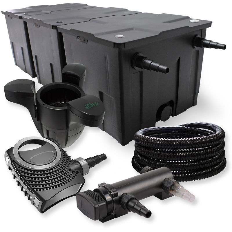 

Wiltec - SunSun 3-Cámaras Filtro 90000l 18W UV Clarificador NEO8000 70W Bomba Tubo Skimmer jardin