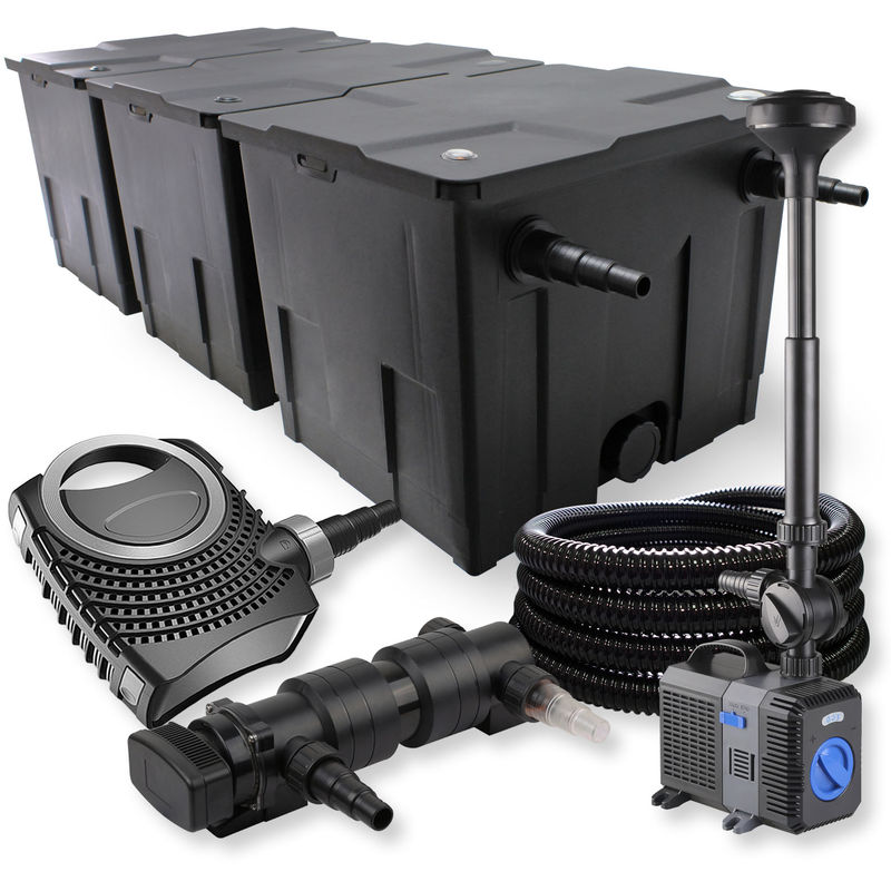

Wiltec - SunSun 3-Cámaras Filtro 90000l 24W UV Clarificador para estanques Bomba Tubo Fuente jardin