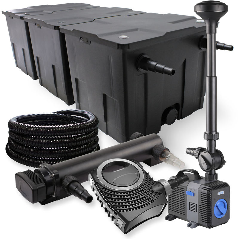 

Wiltec - SunSun 3-Cámaras Filtro 90000l 36W UVC Clarificador 80 W bomba manguera fuente jardin