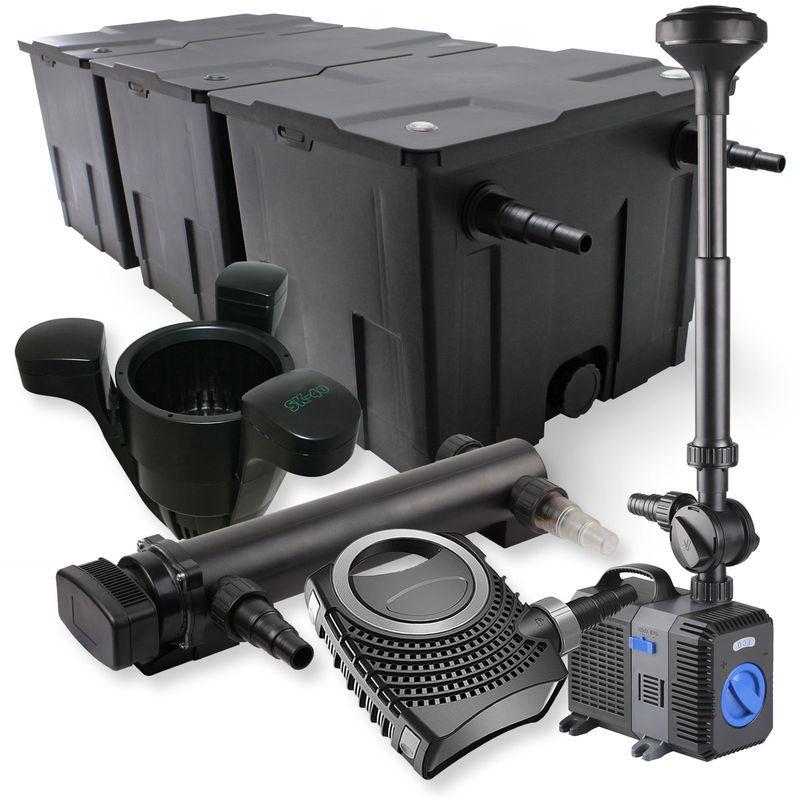 

Wiltec - SunSun 3-Cámaras Filtro 90000l 36W UVC Clarificador NEO8000 Bomba 70W Fuente skimmer jardin