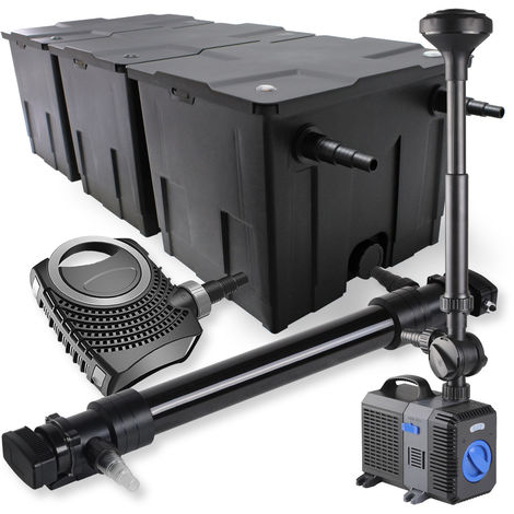 SunSun 3 Cámaras Filtro 90000l 72W UVC Clarificador NEO10000 80W Bomba Fuente jardin