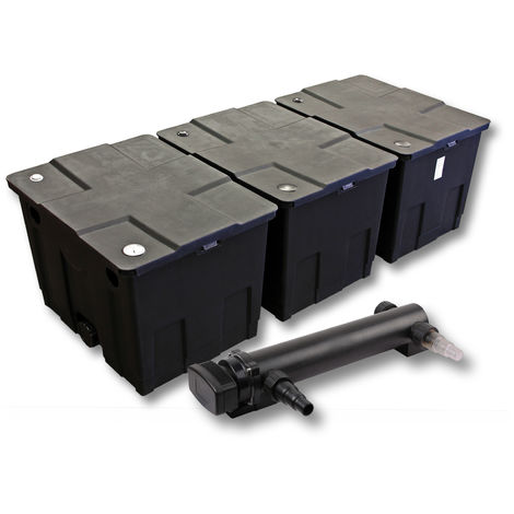 SunSun 3 Cámaras Juego de filtros para 90000l Estanque con 24W UVC 3 Clarificador Jardin