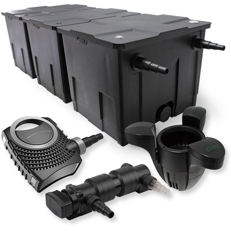 

SunSun 3 Cámaras Filtro 90000l 18 W UVC 6 Clarificador NEO8000 70W Bomba Skimmer jardin