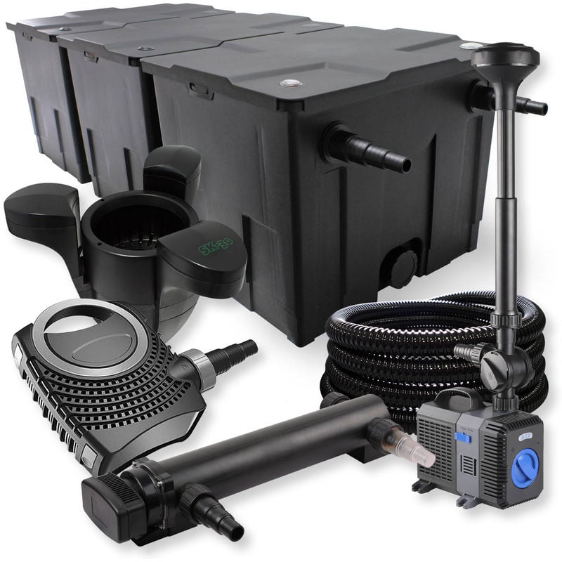 

SunSun 3 Cámaras Filtro 90000l 24W UV Clarificador NEO8000 70W Bomba Manguera fuente Skimmer jardin