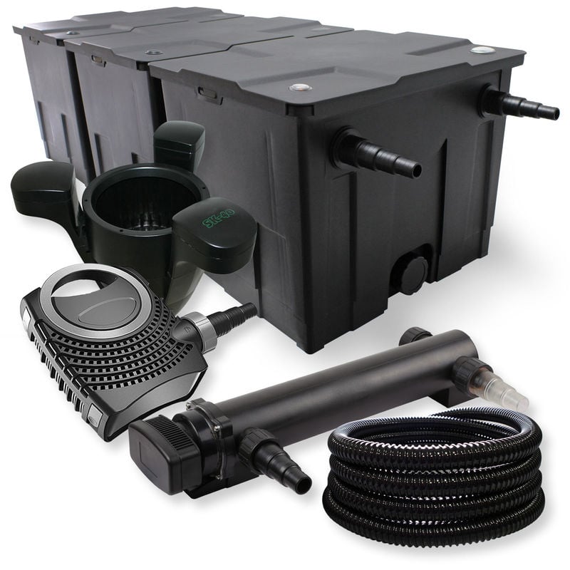 

Wiltec - SunSun 3 Cámaras Filtro 90000l 36W UVC Clarificador NEO8000 70W Bomba Manguera Skimmer jardin