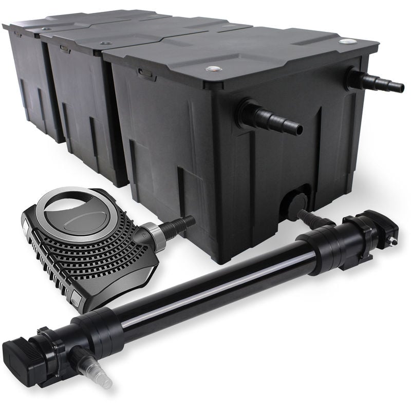 

Wiltec - SunSun 3 Cámaras Juego de filtros 90000l 72W UVC 6 Clarificador neo10000 80W Bomba Jardin