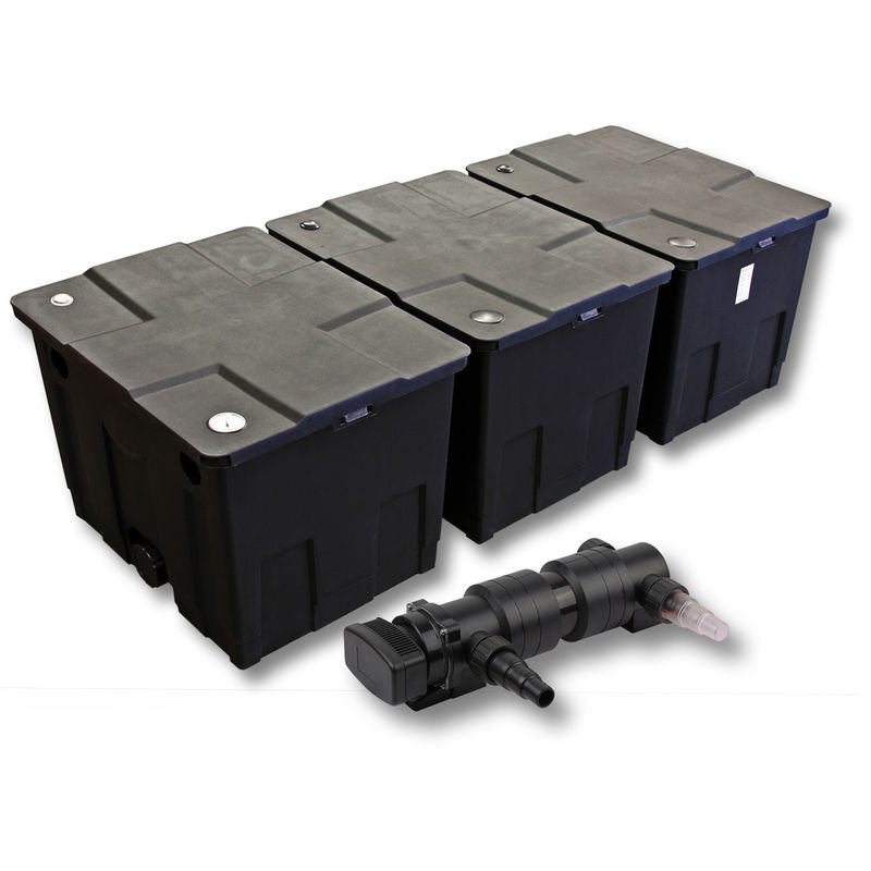 

Wiltec - SunSun 3 Cámaras Juego de filtros para 90000l Estanque con 18W UVC 6 Clarificador Jardin
