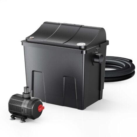 SunSun CBF-200T Bioteichfilter Komplettset mit 9W UVC Klärer, Teichpumpe 2300 l/h 35W, Thermometer und Filtermedien, Filteranlage Bio Teichfilter