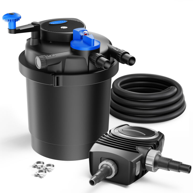 SunSun Kit complet: CPF-2500 Filtre de bassin à pression jusqu’à 6000 L avec 11 Watt lampe uv, NEO3800 SuperEco pompe 3600l/h 20W, 5m Tuyau 32 mm (1