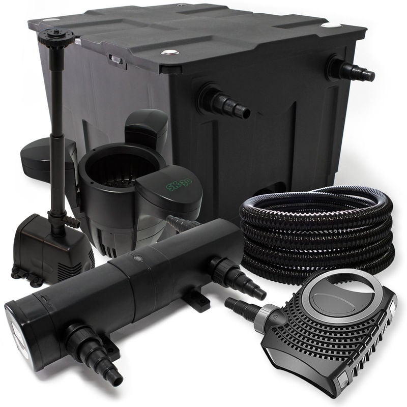 

Wiltec - SunSun de filtro estanque bio 60.000L UVC clarificador con 72W 80W Bomba 25m Manguera y skimmer jardin