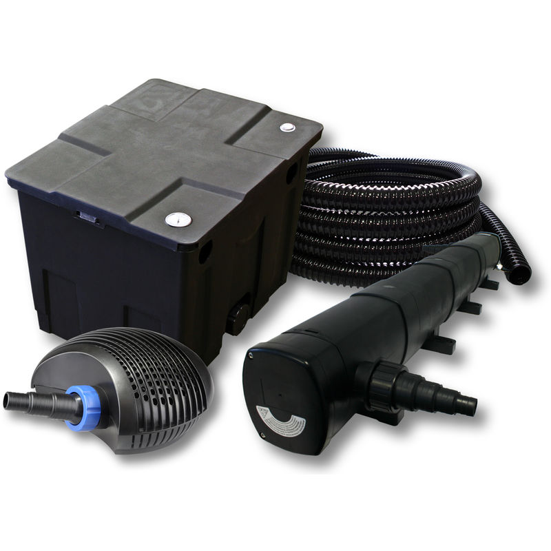 

Wiltec - SunSun filtración estanque para 12000L con 72 W Clarificador y CTF Éco Bomba con 40 W 25 m tubo