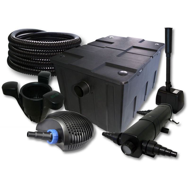 

Wiltec - SUNSUN filtro 60000l Estanque 24W Clarificador 40W Bomba 25m tubo Skimmer fuente jardin