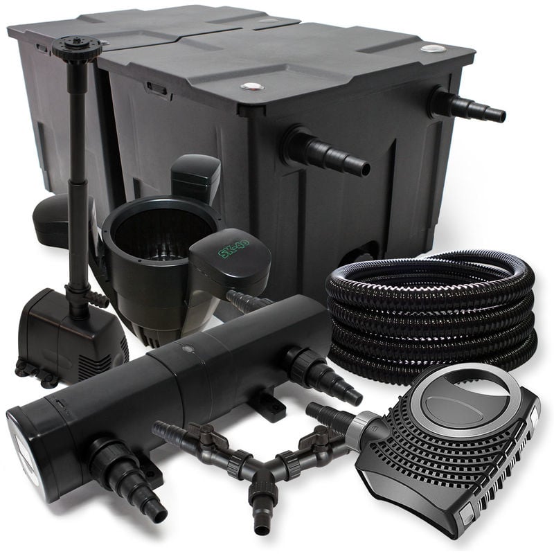 

Wiltec - SunSun filtro 60000l Estanque 24W Clarificador neo10000 80W Bomba 25m Manguera Skimmer fuente jardin