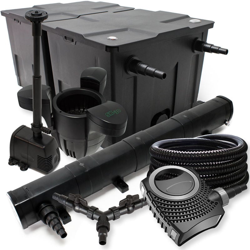 

Wiltec - SunSun filtro 60000l Estanque 72W Clarificador neo10000 80W Bomba 25m Manguera Skimmer fuente jardin