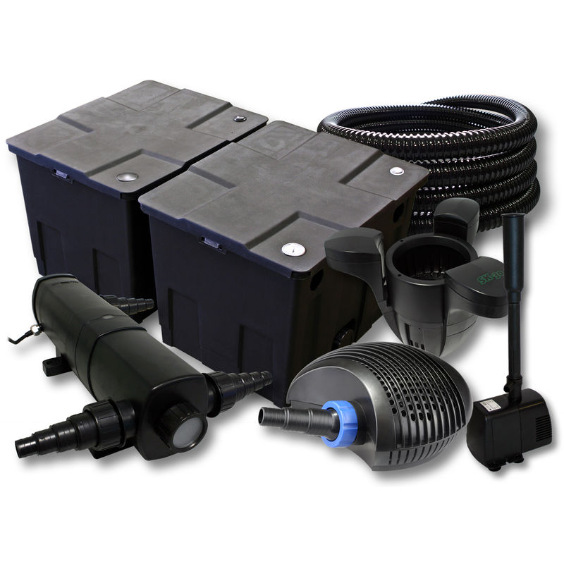 

Wiltec - SunSun filtro 60000l Estanque con 24W Clarificador 40W ECO Bomba 25m Manguera Skimmer fuente jardin
