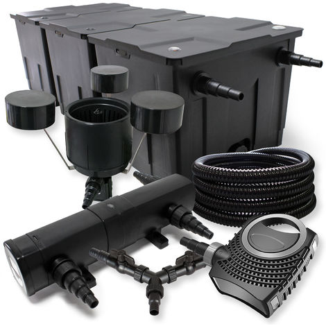 SunSun filtro 90000l Estanque 24W clarificador neo10000 80W Bomba 25 m tubo Skimmer jardin