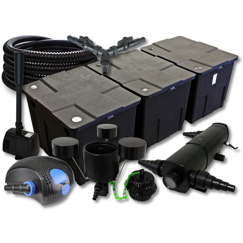 

Wiltec - SunSun filtro 90000l Estanque 36 W clarificador 100W Bomba 25m Manguera Skimmer fuente jardin
