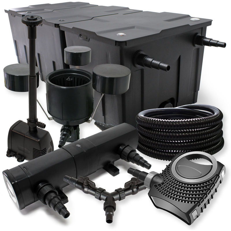 

Wiltec - SunSun filtro 90000l Estanque 36W clarificador neo8000 70W Bomba 25m Manguera Skimmer fuente jardin