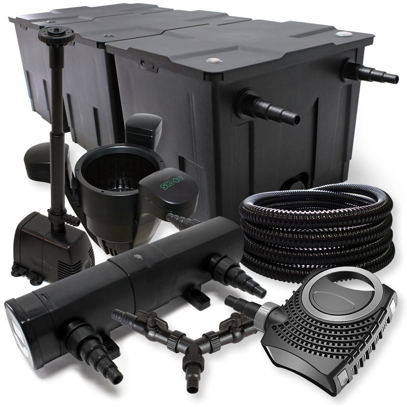 

Wiltec - SunSun filtro 90000l Estanque 36 W clarificador neo8000 70 W Bomba 25 m tubo Skimmer fuente jardin