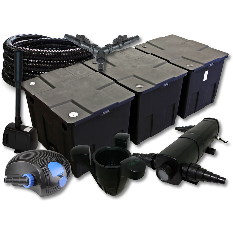 

SunSun filtro 90000l Estanque con 24 W clarificador 100 W ECO Bomba 25 m tubo Skimmer fuente jardin