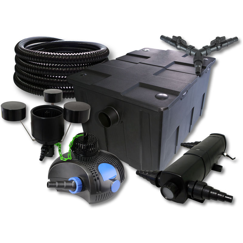 

Wiltec - SUNSUN Filtro para 60000l Estanque 18W Clarificador 100W ECO Bomba 25m Manguera Skimmer jardin